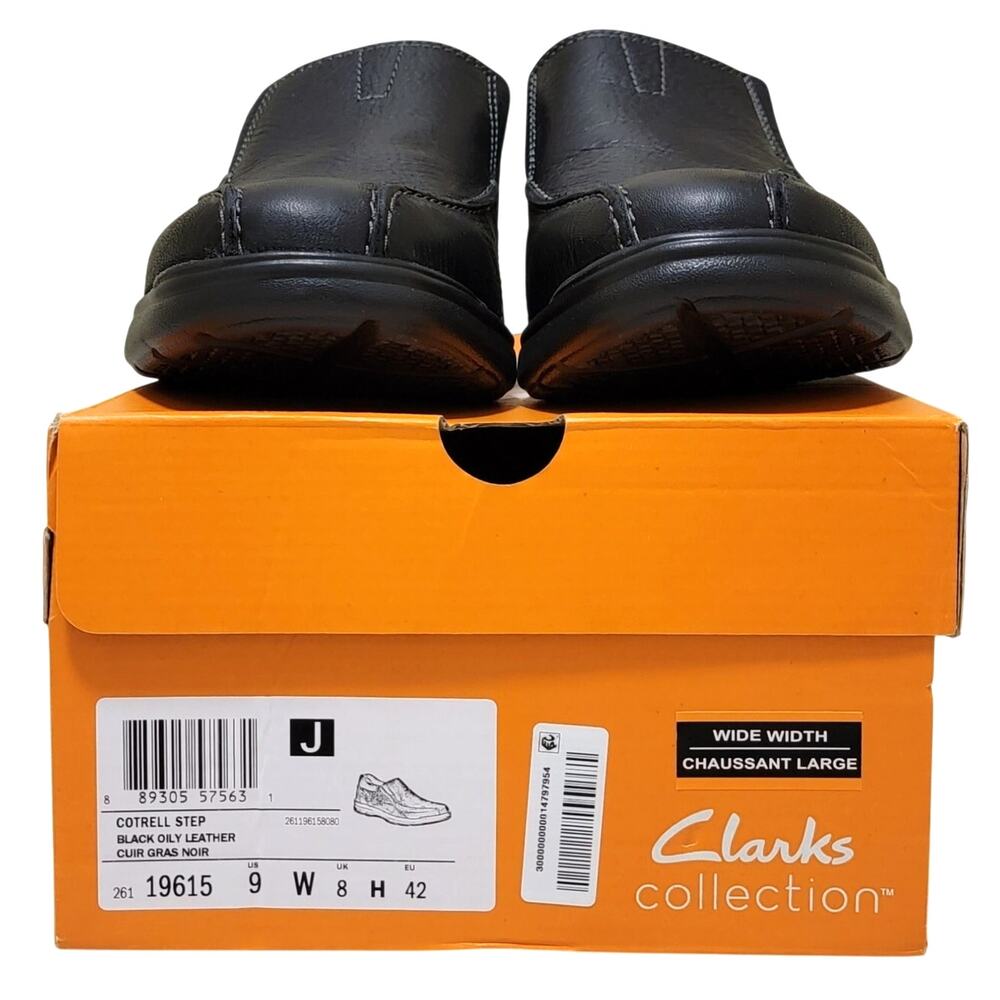 Clarks Men Cotrell Step Casual Slip On Loafers Size US 9W Black Oily Leather - Picture 5 of 5